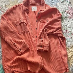 Aerie Coral Button-Up Shirt